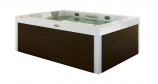 Hydromasážní minibazén Unique (JACUZZI), 190 x 150 x 80 cm, pro 3 osoby, je určen především pro interiérové využití, provedení s dřevěným obložením teak, wengé nebo s panely bez úpravy, které je možné obkládat v libovolném designu, 14 velkých trysek, v nejvyšší verzii 10 vzduchových trysek, podhladinové osvětlení, elektronické ovládání, aromaterapie, kaskáda Water Rainbow, podhlavníky, na přání MP3 přehrávač, v nejvyšší verzi generátor ozónu, cena od 358 875 do 512 314 Kč, AQUA PLUS.