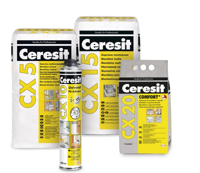 Řadu stavební chemie Ceresit CX charakterizuje vysoká pevnost po vytvrzení a maximální komfort při práci.