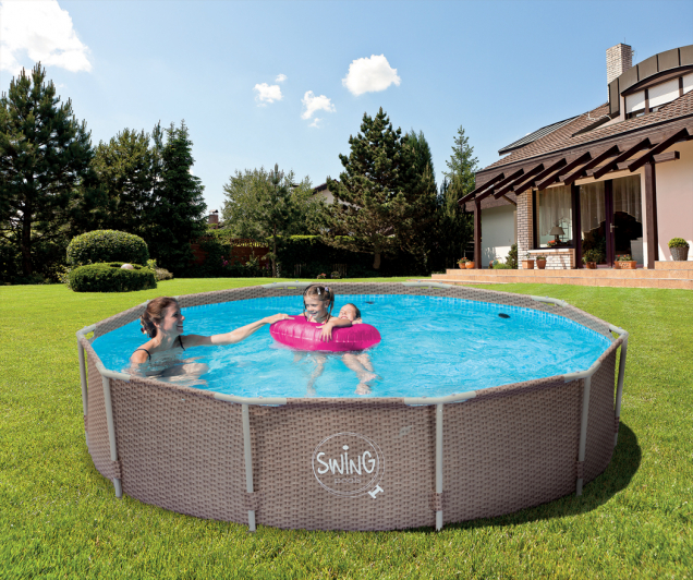 Rámové bazény Swing s podpěrnou konstrukcí jsou vhodné pro ty, kteří hledají jednoduché řešení pro letní koupání.  (Zdroj: Mountfield)