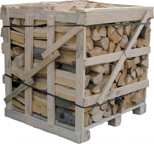 Palivové dřevo v bedně (Zdroj: Hornbach)