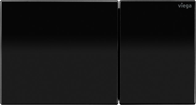 Designová ovládací deska pro vzdálené splachování Viega Visign for More 200 ve verzi z kvalitního tvrzeného bezpečnostního skla v barvě temně černá. (Zdroj: Viega)