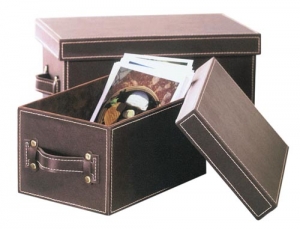 Boxy z umělé kůže z kolekce Kuba (ASA), uvnitř samet, rozměr 30 x 20 x 16 cm, cena 1 060 Kč/2 ks, FANTAZIE.