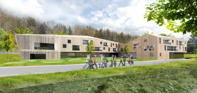 Polyfunkční dům Ski &amp; Mt. bike Apartments ve Vrchlabí je zajímavou budovou s neotřelým designem, inspirovaným severskou architekturou s přírodními materiály, které harmonicky zapadají do malebného horského prostředí.