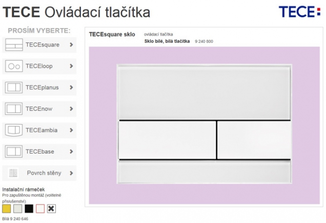 Konfigurátor ovládacích tlačítek (www.tece.cz)