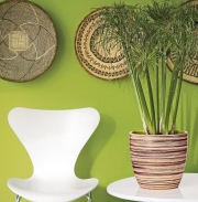Květináč Bamboo společně s cyperusem a stylově laděným zátiším navozuje exotickou náladu, cena květináče od 156 Kč
