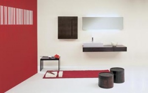 Z kolekce Fengshui (TOSCO QUATTRO) je deska pod umyvadlo (120 x 54 cm), cena 46 856 Kč, umyvadlo (50 x 50 cm) z umělého kamene 35 890 Kč, stolek (40 x 40 x 60 cm) 13 700 Kč, boční skříňka (80 x 20 x 70 cm) 45 149 Kč, barva wengé nebo světlý dub, IL BAGNO