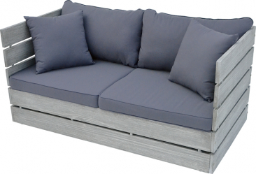 1. Dřevěná zahradní lavice ze série Scaffold nabídne pohodlné posezení pro dvě osoby, 134 × 69 cm, výška 63 cm, voděodolné polstrování, cena 6 940 Kč, prodává www.hornbach.cz
