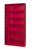 Stojan na CD Benno (IKEA), dřevotříska a fólie, ve více barvách, pojme 180 CD nebo 88 DVD nebo 40 videokazet, 20 x 17 x 202 cm, cena 599 Kč, IKEA