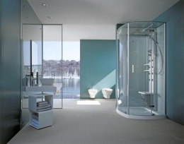 Srdcem hydromasážního boxu J. Tower Mynima (JACUZZI) je hliníkový sloupek s veškerým vybavením, např. s dešťovou sprchou Aqua Feeling, sprchou Enerjet s třemi režimy, parní lázní, vodními střiky pro vertikální a dorsální masáž, vyrábí se v pěti provedeních, cena boxu Mynima 90 je 352 290 Kč, EIM UNIVERS 