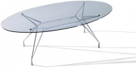 Oválný stůl Apollonio To, lakovaná kovová subtilní podnož, deska je z čirého skla (15 mm), rozměr 220 x 105 cm, cena od 49 623 Kč, ALAX