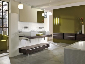 Nábytek Shape (VILLEROY AND BOCH), deska pod umyvadla, macassar, 165 x 14 x 50, cena 20 816 Kč, spodní police 65 x 27,5 x 40 cm, cena 22 060 Kč, závěsná skříňka 75 x 41 x 32 cm, cena 1 7 478 Kč, KREINER EXKLUSIV