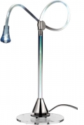 Stolní lampa Lily Marlen (Luxit), světlo je vedeno ze zdoje přes optický kabel, lampa je tvarovatelná, reflektor lze nasměrovat, cena 5 840 Kč, LUXIT