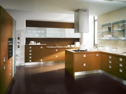 Sestava Sax (SCAVOLINI), spodní dvířka fólie, horní dvířka pískované sklo v hliníkovém rámečku. Cena od 26 000 Kč za běžný metr, CORRECT INTERIOR