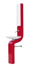 Série La Fontana (ART CERAM), umyvadlo ve sloupku se zrcadlem a armaturou, cena za komplet cca 32 000 Kč, IL BAGNO