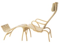 Křeslo Miranda a podnožka Mifot, design Bruno Mathsson, 1942