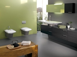 Toaleta, bidet i umyvadlo z kolekce Stillness vyniknou, zejména jsou-li společně v jedné větší koupelně
