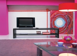 TV stolek Aspen 02 (Cattelan Italia), wengé, šedivý dub a bílý lak, 200 x 50 x 42 cm, cena 47 457 Kč, ABITARE