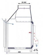 Schéma funkce dvojího spalování v podání Double Air Flow System (DAFS). DAFS umožňuje spalovat v topeništi externí vzduch z objektu. Zvyšuje se tak účinost a výkon, zároveň se snižuje spotřeba paliva a emisí CO (TOPSYS)
