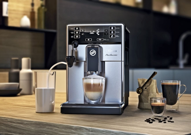 Automatický kávovar Saeco PicoBaristo HD8924 pro přípravu 8 kávových specialit, keramický mlýnek, 10 stupňů hrubosti mletí, 5 volitelných stupňů intenzity kávy i délky extrakce a teploty, mléčná pěna, tlak 15 barů, www.alza.cz