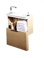 Umyvadlo s baterií Glanc Welcome, cena 32 130 Kč, zapuštěné ve skříňce, cena 54 700 Kč, IDEAL STANDARD