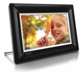 Digitální fotorámeček 7FF3FPB (Philips), 7" LCD displej, možnost nastavení času a data, budík, orientační cena 3 299 Kč, PHILIPS