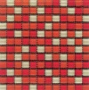 Skleněná červená mozaika vnáší do koupelny vášeň a dynamiku. Série Mosaica vitreo (PORCELANOSA), mozaika 2,3 x 2,3 cm, cena 9 765 Kč/metr čtvereční, BATHMEN