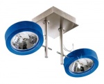 Stropní svítidlo Feel z kolekce Lampada (Aureliano Toso), mléčné sklo v modré barvě, pochromované části, v. 19,7 cm, cena 8 288 Kč, EUROLUX LIGHTING