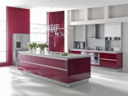 Kuchyňský ostrůvek kuchyně Bordeaux (ROT PUNKT) v provedení lak ve vysokém lesku, cena základního modelu bez vybavení od 30 000 Kč, BENING KUCHYNĚ