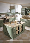 Kuchyň Belvedere (SCAVOLINI), provedení v barvě zelená antik, cena cca 50 000 Kč/bm nábytku, CORRECT INTERIOR