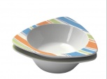 Talířky ze snídaňového setu Trio, porcelán, naglazurované barvy, orientační cena podle dekoru a počtu kusů 750 Kč/7ks, ČESKÝ PORCELÁN