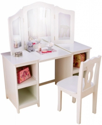 Dětský toaletní stolek Deluxe (KidKraft), stolek 104 x 41 cm, výška 117 cm; stolička, výška 71 cm, cena 5 990 Kč, www.baby-zone.cz