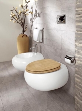 Robustní tvary má kolekce sanitární keramiky Pure stone (VILLEROY & BOCH), závěsný klozet, cena 16 200 Kč, GIENGER CENTRON