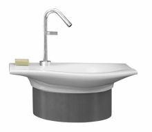 Umyvadlo (šířka 60 cm) v závěsné variantě s kovovým krytem sifonu