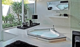 Vana Aura Corner (Jacuzzi), 140 x 140 a 160 x 160 cm, obklad z různých dřevin nebo kamenný, cena od 235 724 do 367 710 Kč (EIM UNIVERS)