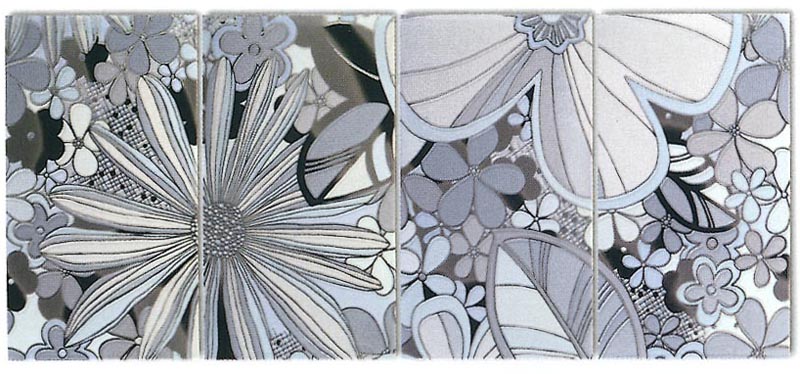 Botanica má v sobě grácii exkluzivity. Obklad 25 x 45 cm, 593 Kč za metr čtvereční, dekorace 25 x 45 cm, 1 358 Kč/set, listela 45 x 4,5 cm, 164 Kč/ks, dlažba 33,3 x 33,3 cm, 449 Kč za metr čtvereční, RAKO
