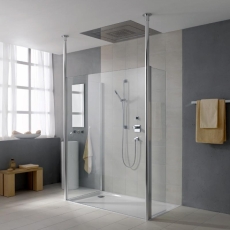 Sprchový kout Walk In Shower (KERMI), sestava Free + křídlo + boční stěna se dvěma stropními vzpěrami, výška 260 cm. Orientační cena od 66 500 Kč, ARBONIA - KERMI