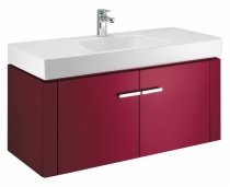 Skříňka pod umyvadlo s dvířky (IDEAL STANDARD), 105 x 47 x 48,5 cm, červený lak ve vysokém lesku, cena 24 330 Kč, IDEAL STANDARD