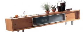 Policová skříňka Sideboard (Poliform), americká třešeň, sklo, podnož je lakovaná, rozměry 275 x 54 x 49,8 cm, cena 98 220 Kč, KTC INTERIER