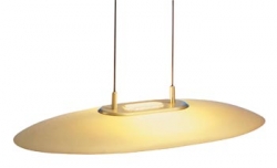 Svítidlo Ellipse 1 (Saija), design Domenico Saija, se hodí nad jídelní nebo pracovní stůl, nerez, chrom, v různých barvách - například stříbrná, šedivá, žlutá, zlatá, kabel černý, transparentní nebo zlatý, průměr od 69 cm do 79 cm, délka 39 cm až 49 cm, výkon 1x 300 W, cena 16 300 Kč, WILLIAMS GALERIE SVĚTLA