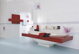 Originální dekorace povyšuje celou sérii do sféry luxusu, série Absolut, obkládačka 29,8 x 59,8 cm, cena 998 Kč/m²,  dekorace od 699 Kč/ks, MK – CENTRUM ČESKÉ KERAMIKY