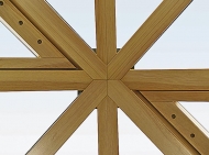 Pohled na detaily a architektonické řešení ateliérového střešního prosklení projektovaného ve tvaru pyramidy (SOLARA)