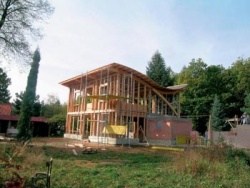 Rodinný dům v Nové Vsi pod Pleší - jde o dřevostavbu se zděnými prvky. Severozápadní stěna je do výšky přízemí vyzděna z plných pálených cihel a vnější plášť je zateplen minerální vlnou do fasádního dřevěného roštu. Zbylý vnější plášť domu tvoří sendvič s dřevěnou nosnou konstrukcí, která je zateplena tepelnou izolací. Realizace: Alterstav, s. r. o. 