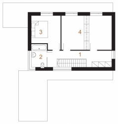 PATRO: 1 chodba, 2 koupelna + WC, 3 ložnice, 4 dětský pokoj