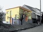 Příkladný tvar energeticky úsporného domu. Osluněná strana se otevírá do zahrady. Toto ideální řešení však bohužel není vždy možné. Projekt: Pavel Šmelhaus
