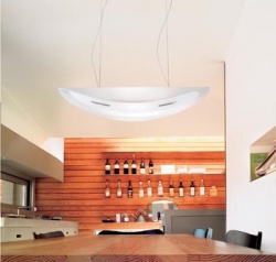Závěsné svítidlo Fold, R7s, 200 W, zaoblené pískované sklo v bílé, červené, žluté a modré, závěs max. 200 cm, cena 12 182 Kč (ESAGONO)