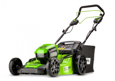 AKU sekačka Greenworks GD 60 LM 51SP s pojezdem, ocelovým šasi a záběrem 51 cm. Pracuje na 60V baterii (Foto: Mountfield)