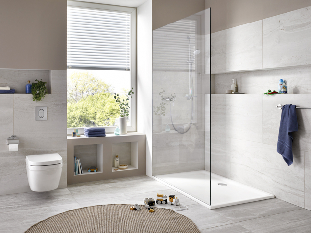 Extra mělké sprchové vaničky GROHE dokážou díky svým designovým a technologickým vlastnostem významně povýšit kvalitu koupelny a tím i hodnotu nemovitosti.