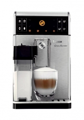 Saeco Gran Baristo HD 8965 Jediné, co vás dělí od latte macchiata a dalších 17 nastavených nápojů, je stisk malého tlačítka. S ostatním si starost dělat nemusíte, jen se nechte plnoautomaticky rozmazlovat, www.saeco-espresso.cz