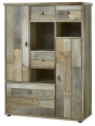 4. Moderní kredenc Bonanza v dekoru Driftwood, 99 x 39 x 133 cm, cena 5 783 Kč, www.kika.cz