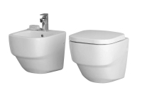 Závěsný klozet a bidet z kolekce Imagine, ceny: klozet 14 200 Kč, sedátko 3 528 Kč, s automatickým sklápěním 5 380 Kč, bidet 13 154 Kč, IDEAL STANDARD